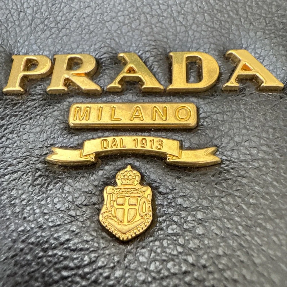 NWT PRADA Black Glace Calf Leather Shopping Tote Bag Purse ALL INCLUSIVE COA BAG - Picture 12 of 16